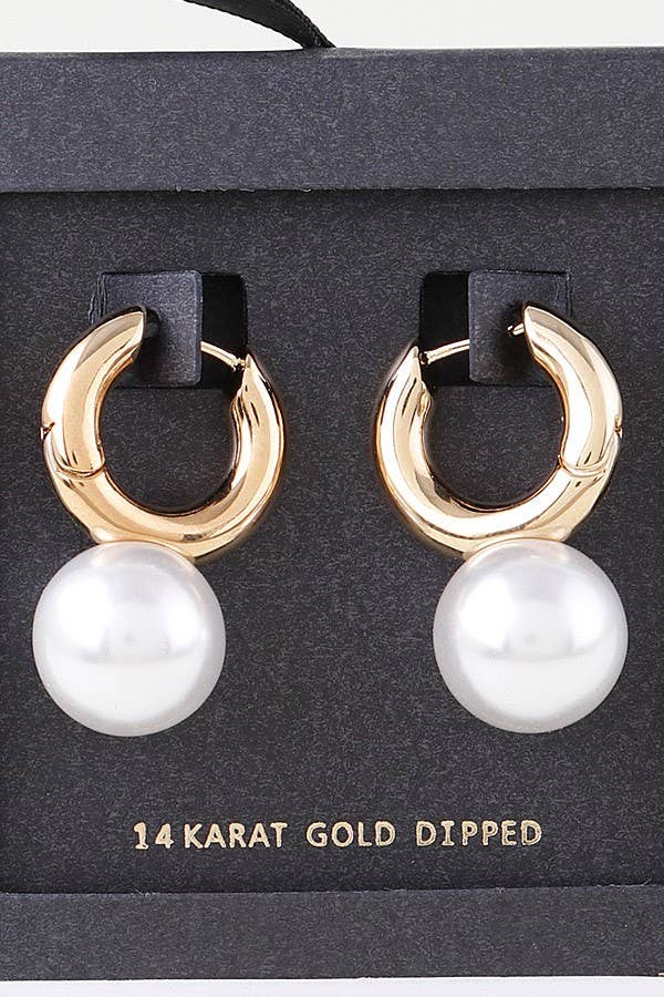 Shiny Pearl Drop Hoop Earrings SB19034