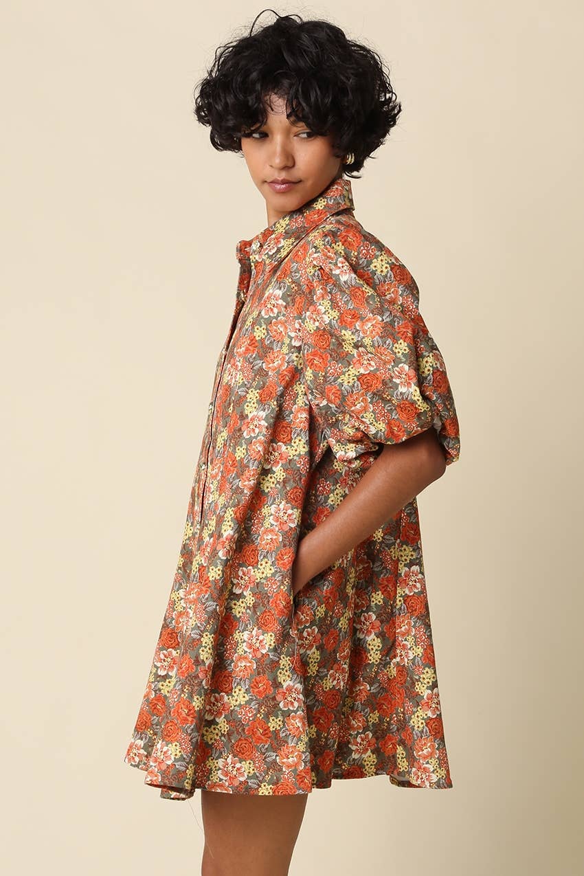 Lara Floral Puff Sleeve Mini Dress