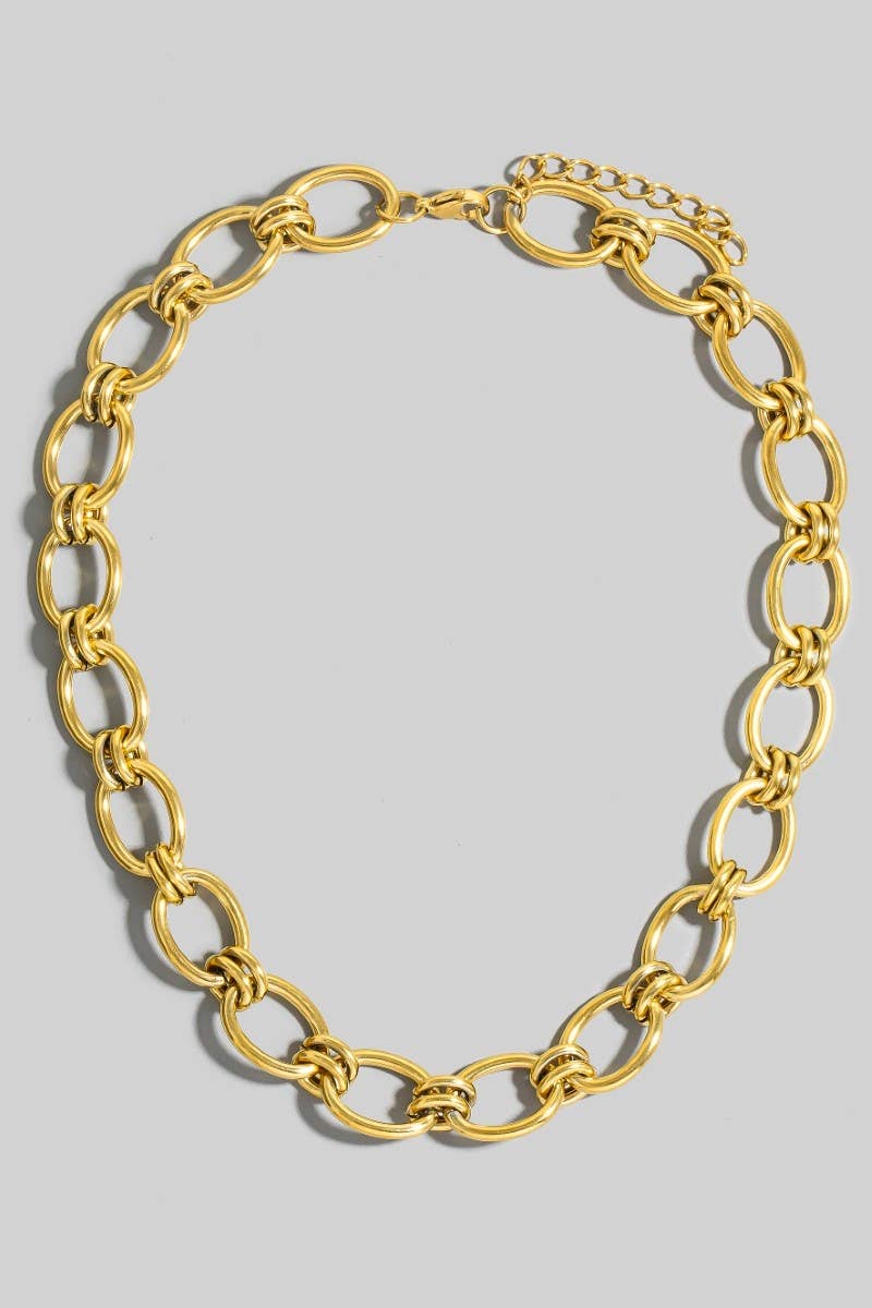 Stainless Steel Mixed Oval Chain Necklace