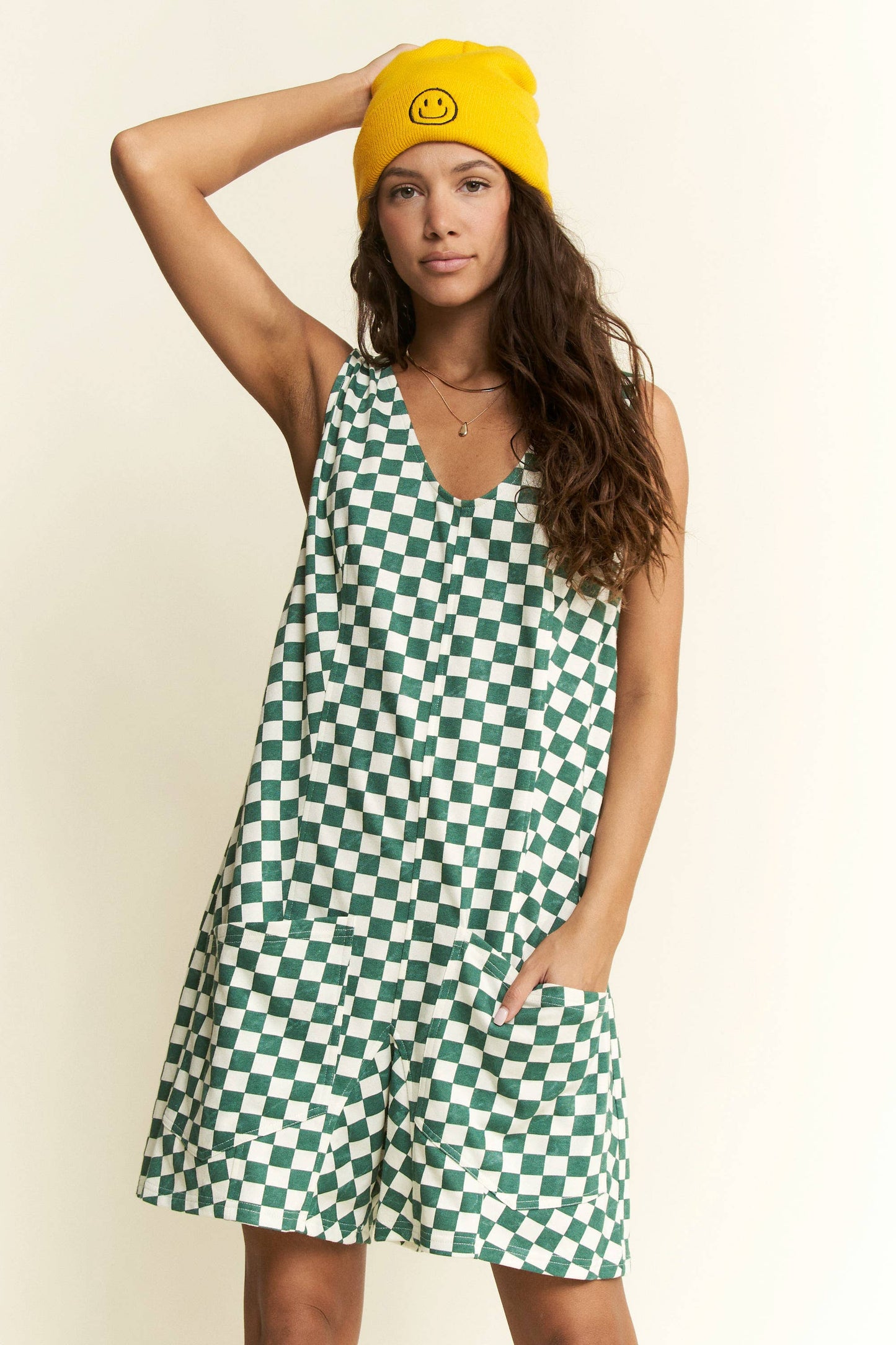 CHECKERD PRINT ROMPER