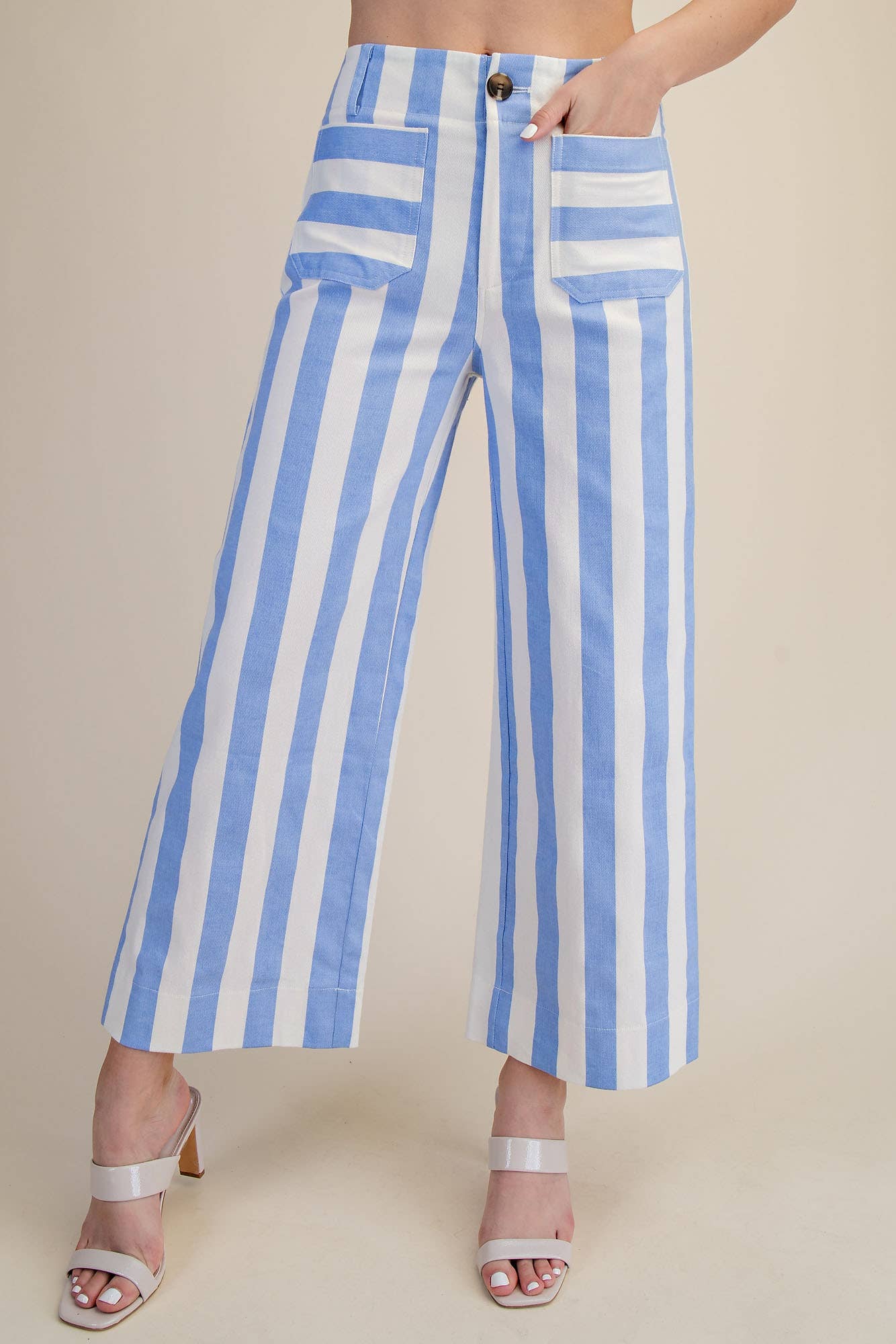 Colette Cropped Wide-Leg Stripe Pants