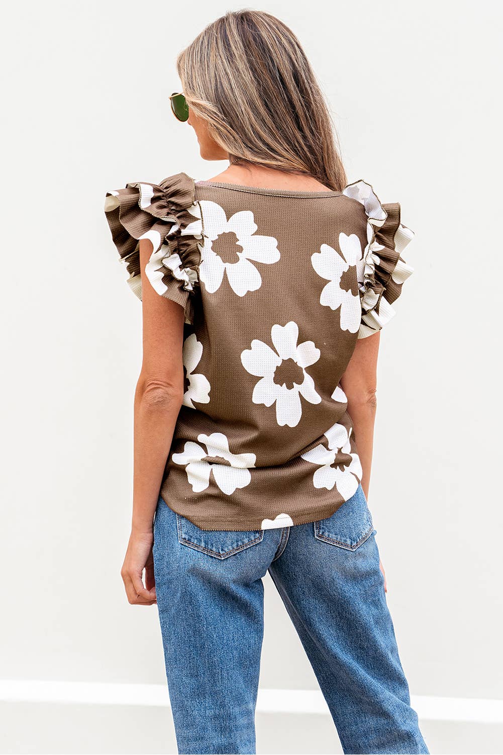 Floral Ruffled Short Sleeve Top