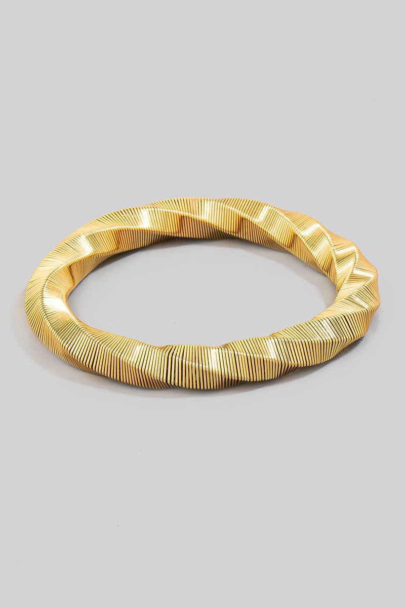Stainless Steel Twisted Geometric Coiled Bangle Bracelet