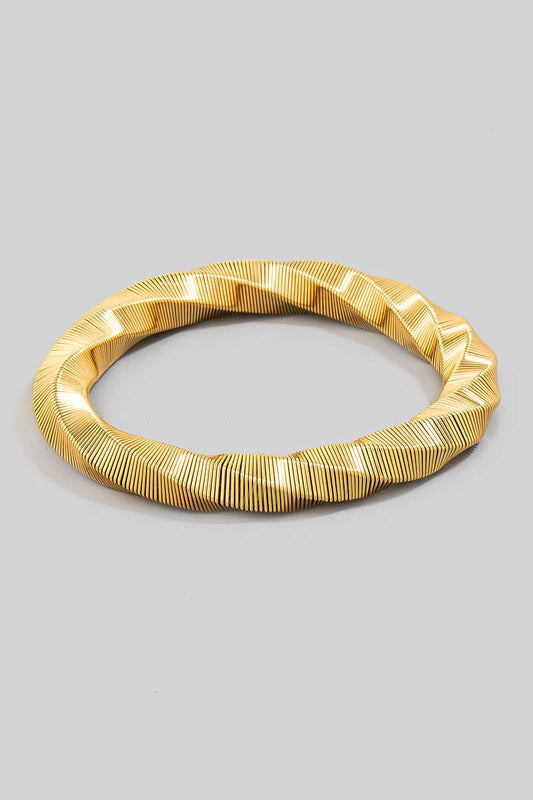 Stainless Steel Twisted Geometric Coiled Bangle Bracelet