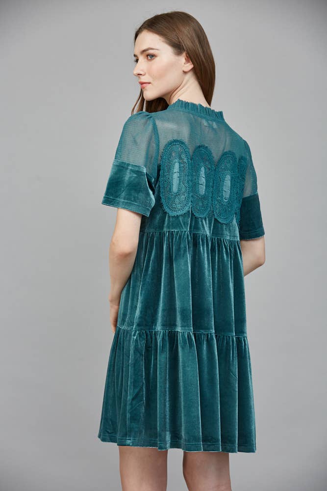 CONTRAST SHEER MESH W/ INTRICATE LACE DETAIL VELVET FD34144