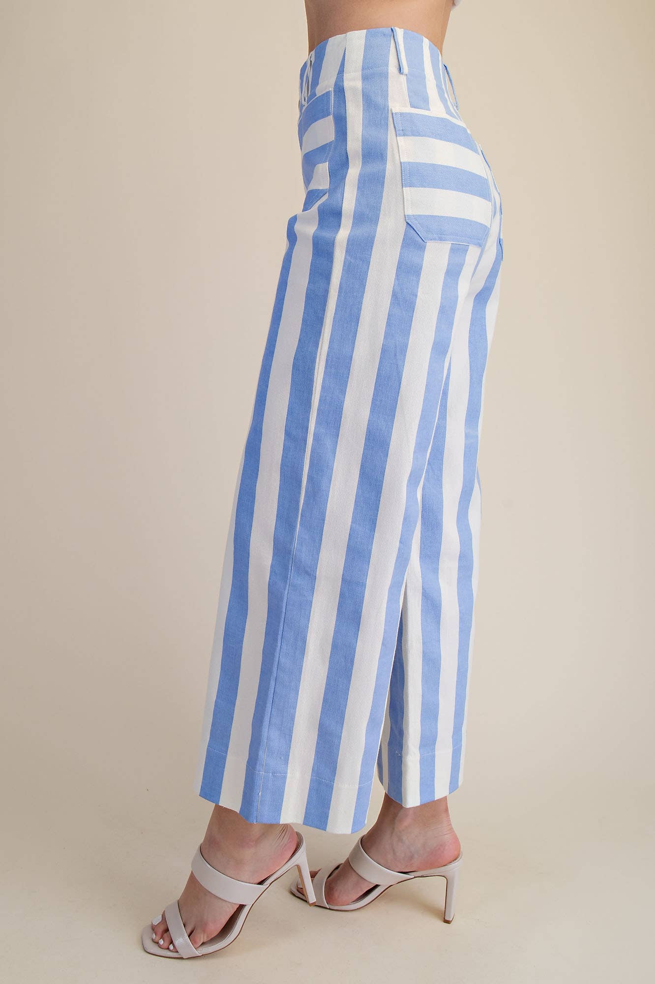 Colette Cropped Wide-Leg Stripe Pants