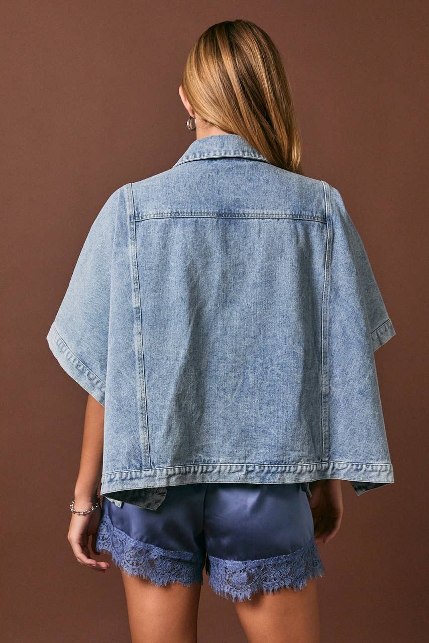 DENIM CAPE JACKET