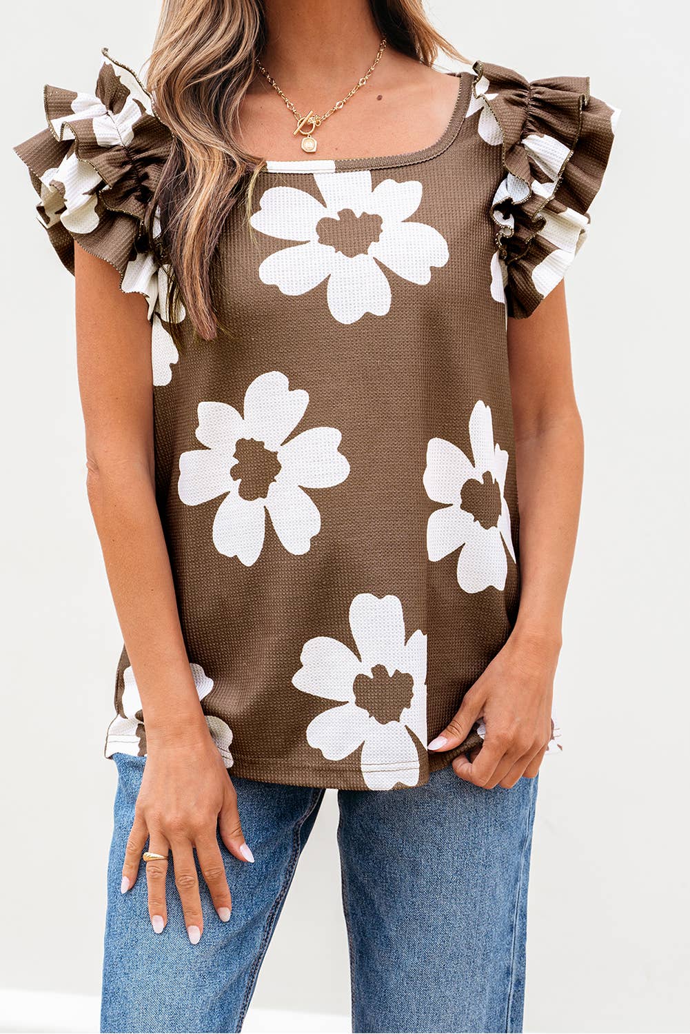 Floral Ruffled Short Sleeve Top