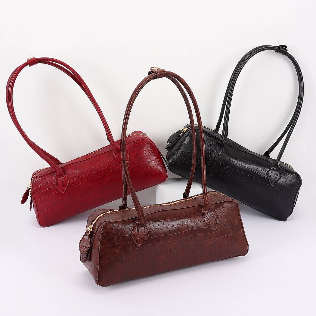 Croc Embossed Barrel Bag