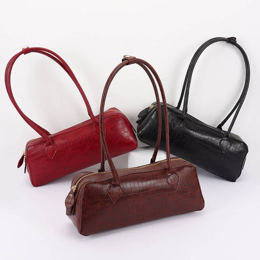 Croc Embossed Barrel Bag