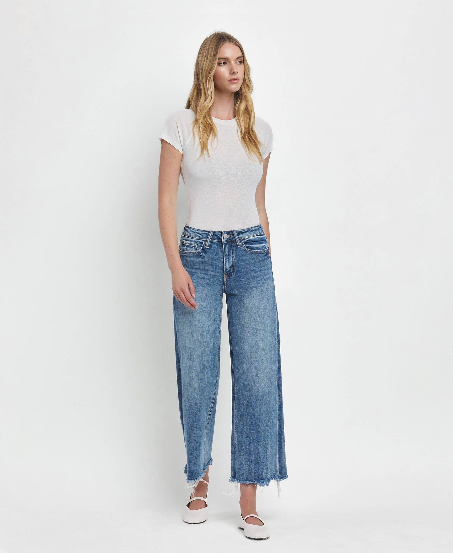 HIGH RISE CROP WIDE LEG JEANS F5204