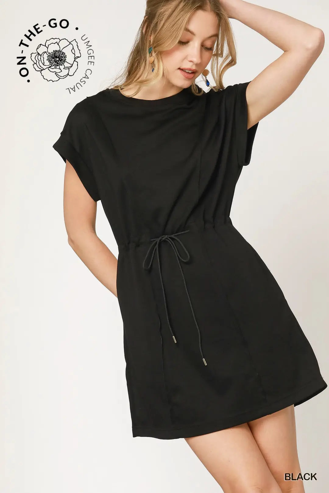 LUXEKNIT Black Pleated Mini Dress