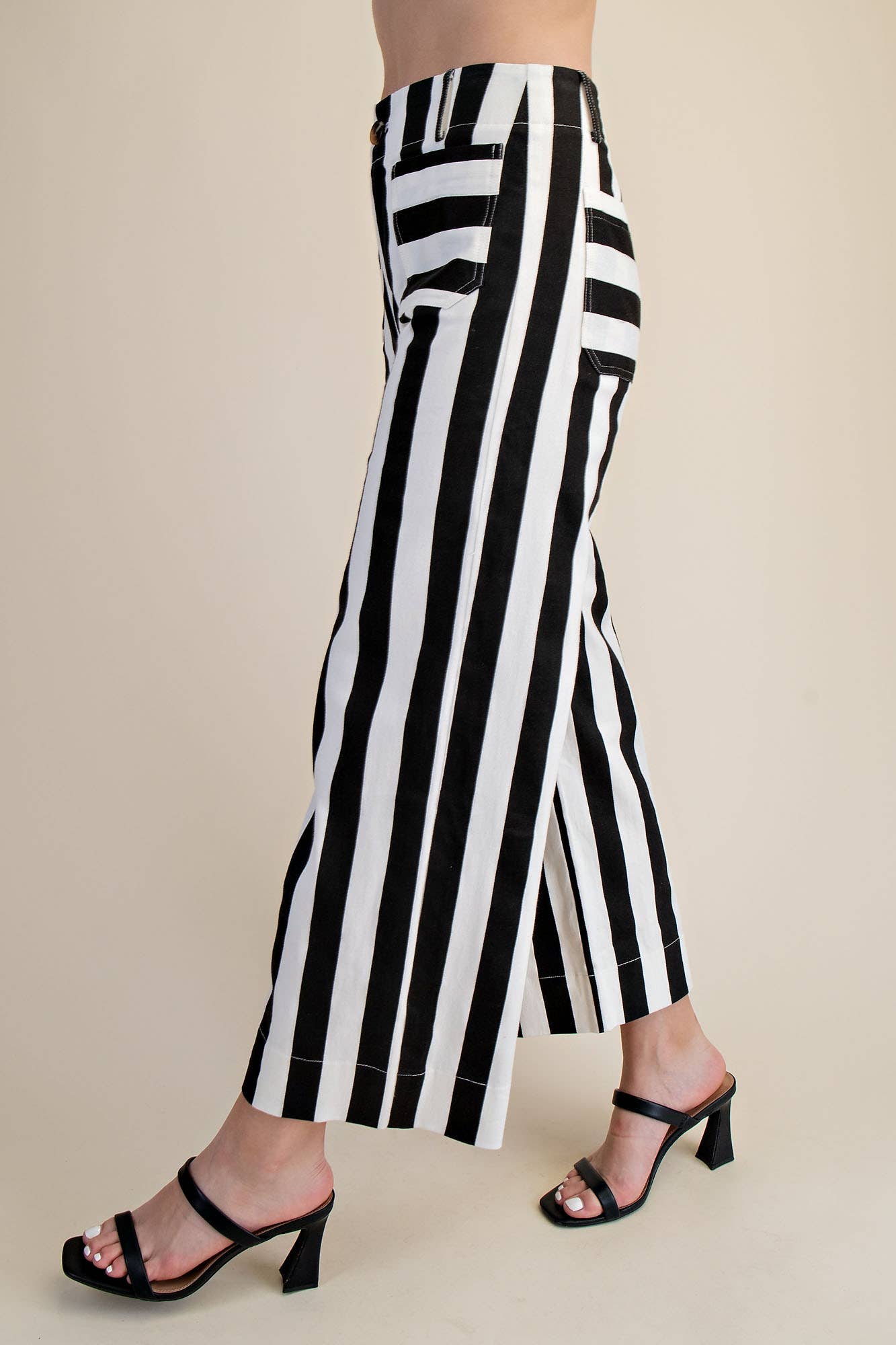 Colette Cropped Wide-Leg Stripe Pants