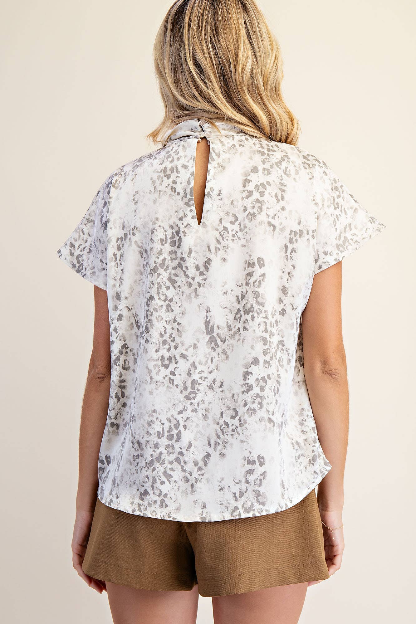 Mandarin Collar Short Sleeve Top