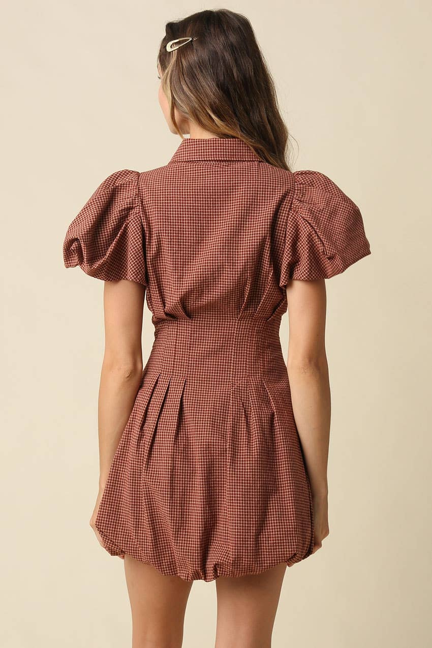 Janey Gingham Bubble Mini Dress