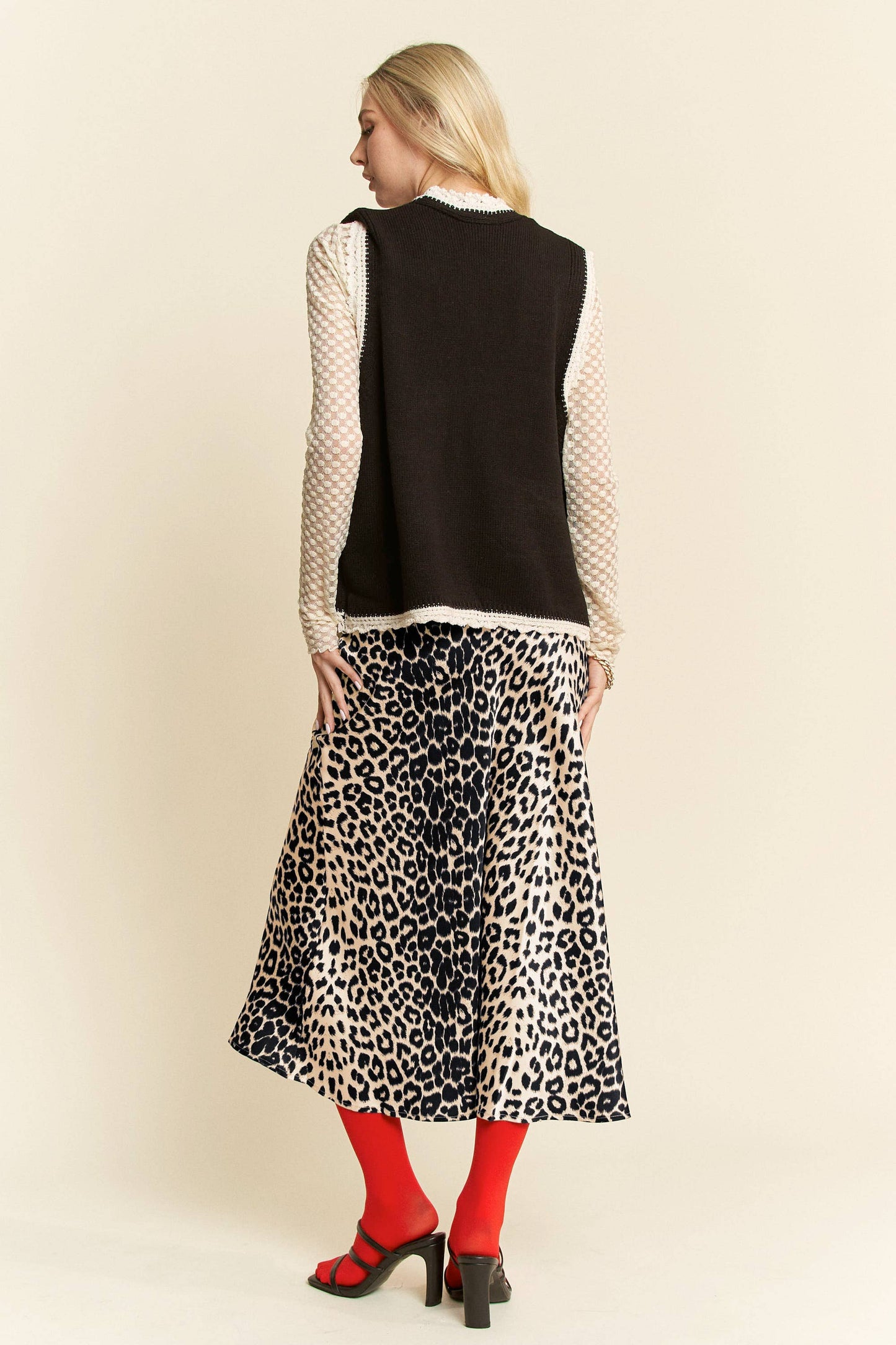 LEOPARD ANIMAL PRINT LONG LENGTH WAIST TIE  SKIRT