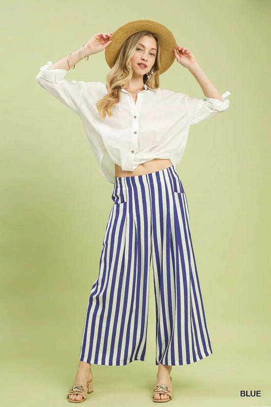 Vertical Stripe Wide Leg Pants