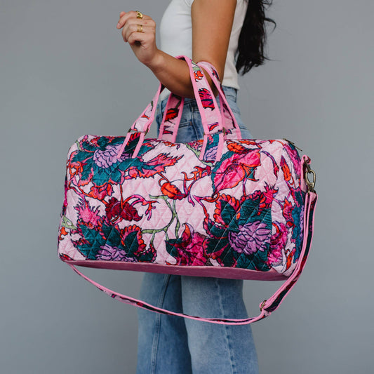 Lt. Pink & Multicolored Floral Duffel