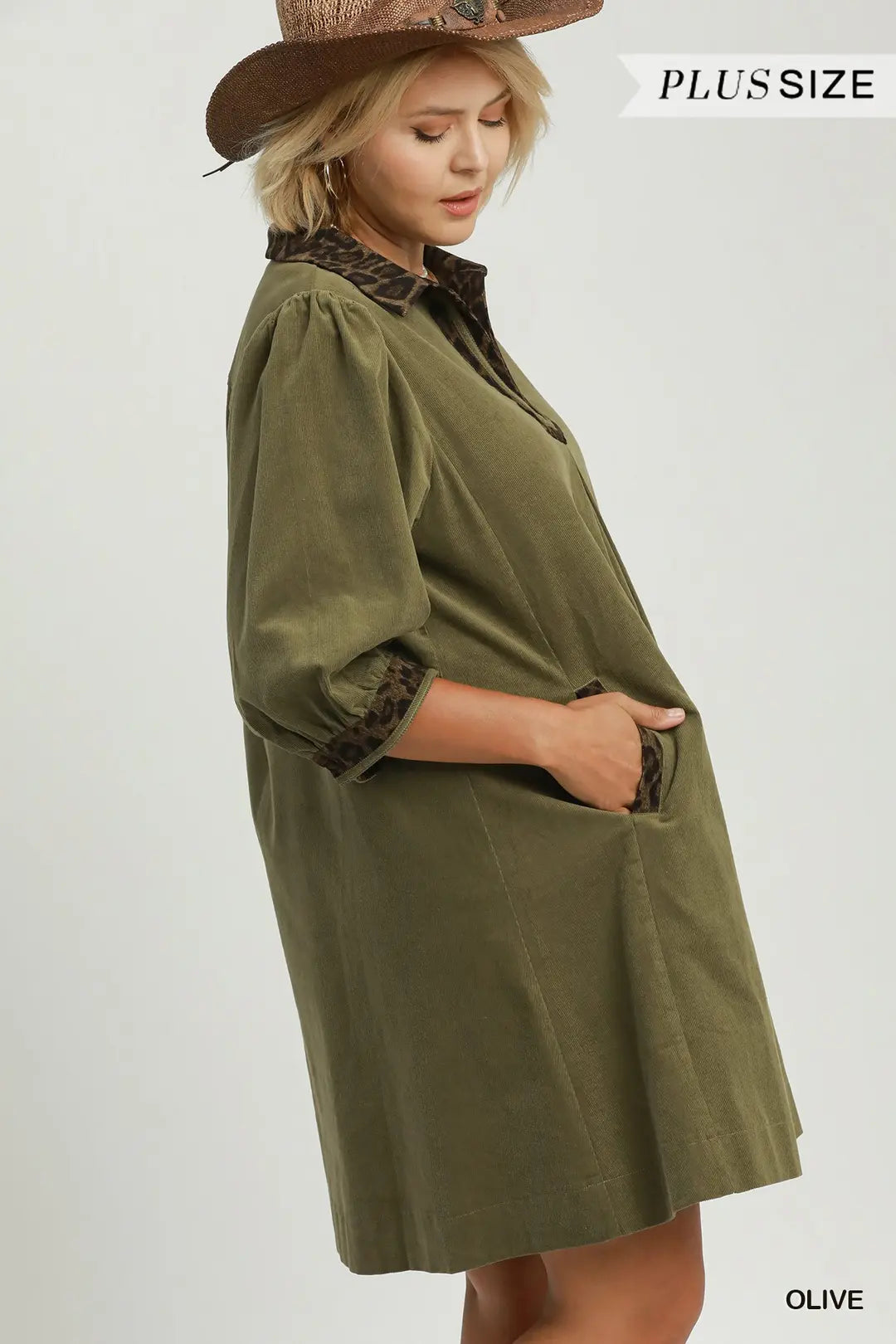 V-Neck Shift Dress with Contrast Trim
