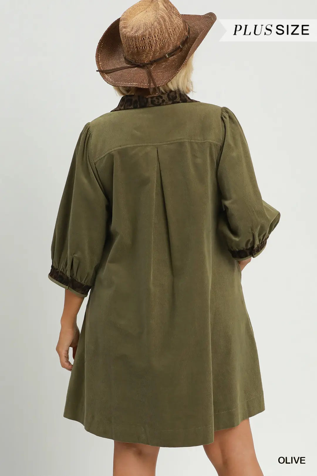 V-Neck Shift Dress with Contrast Trim