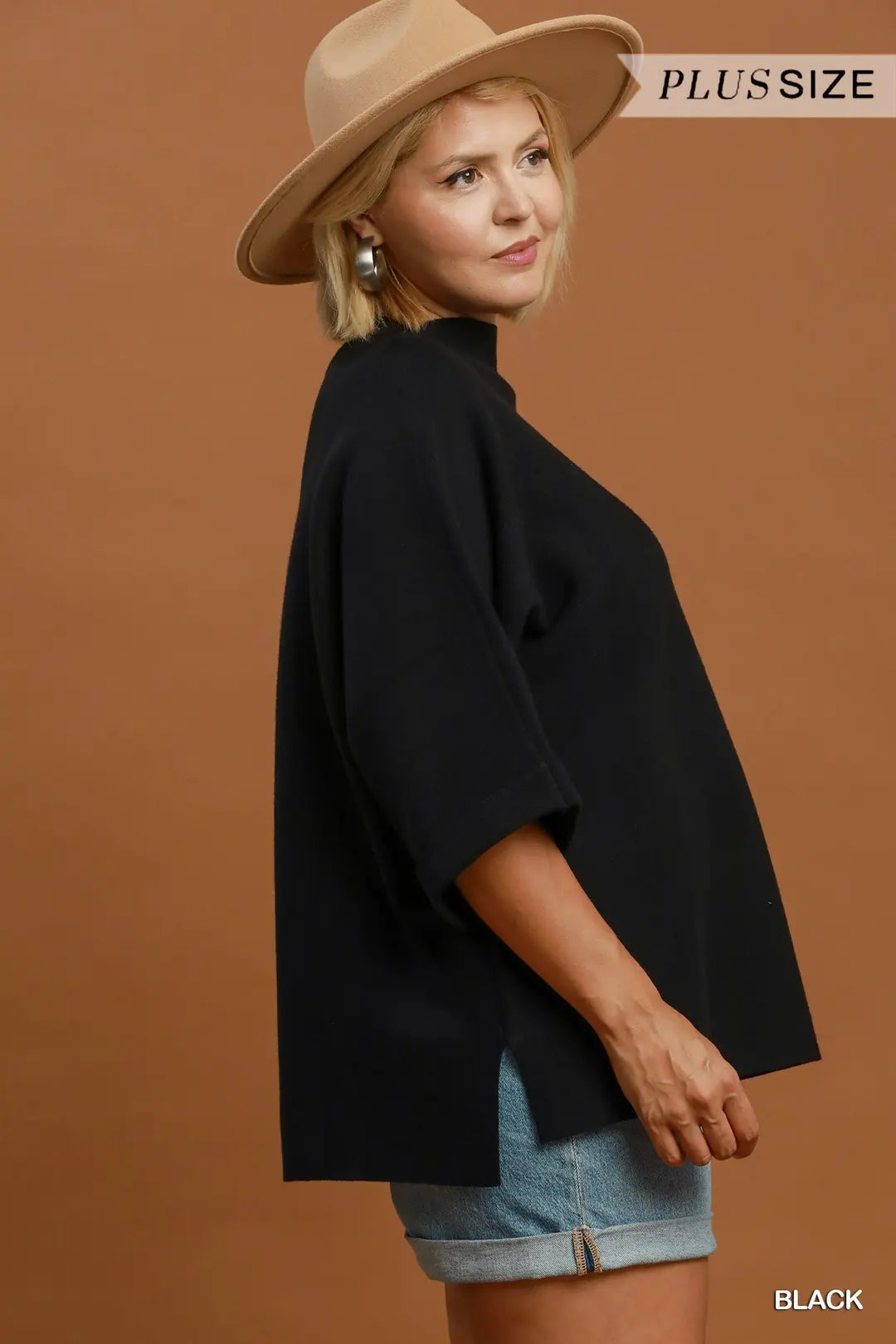 Mock Neck Dolman Sleeve Sweater Top