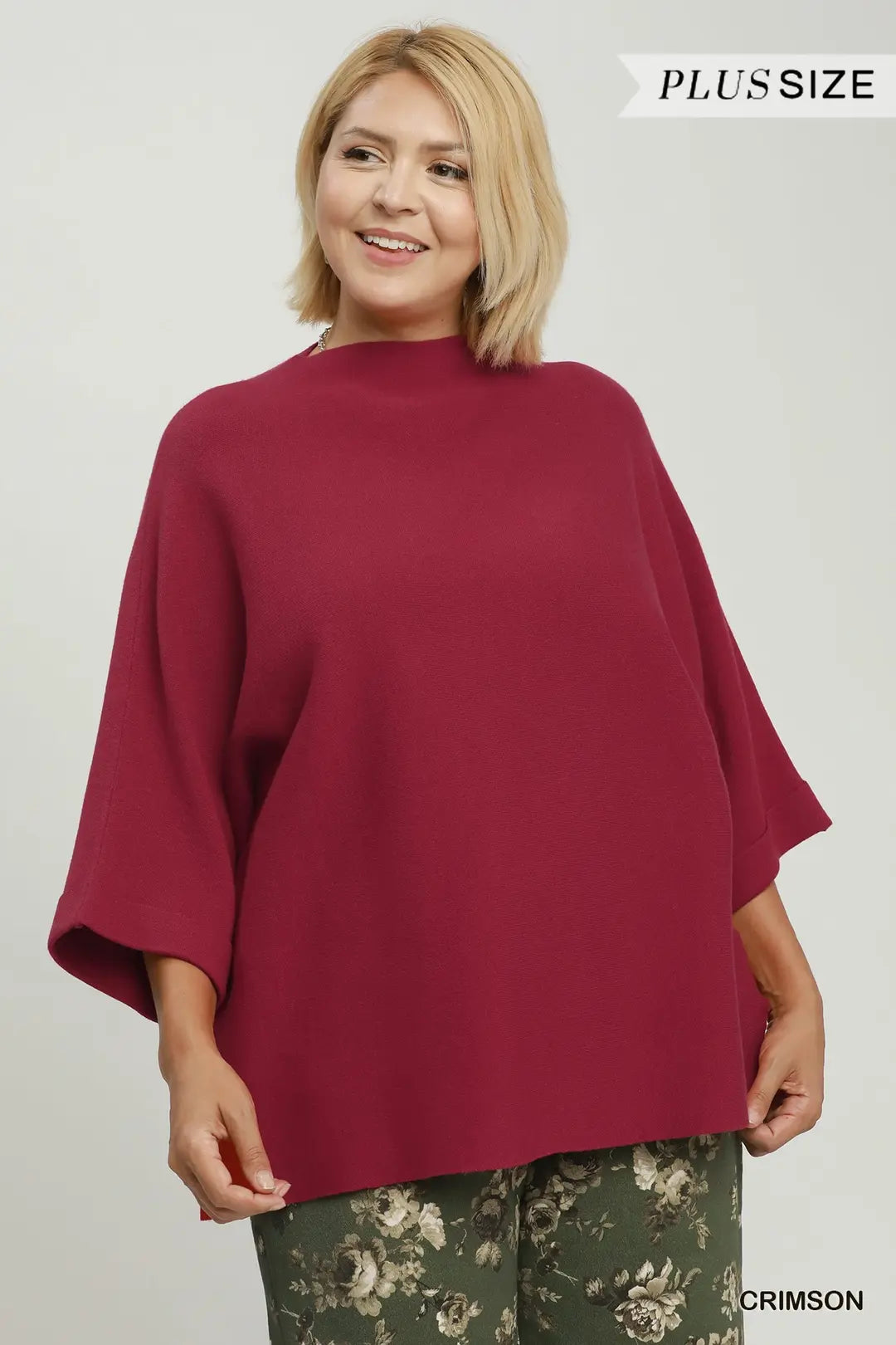 Mock Neck Dolman Sleeve Sweater Top