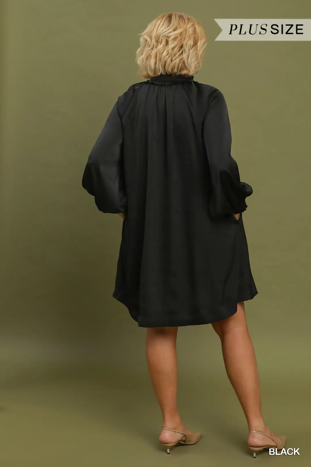 Satin Tie Neck Mini Dress
