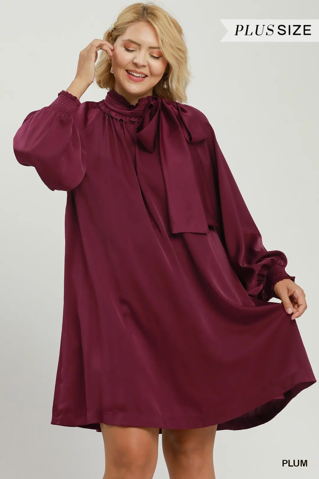 Satin Tie Neck Mini Dress