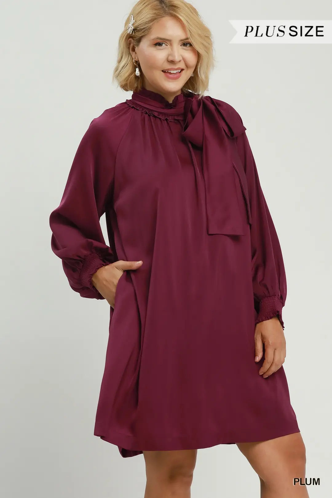 Satin Tie Neck Mini Dress