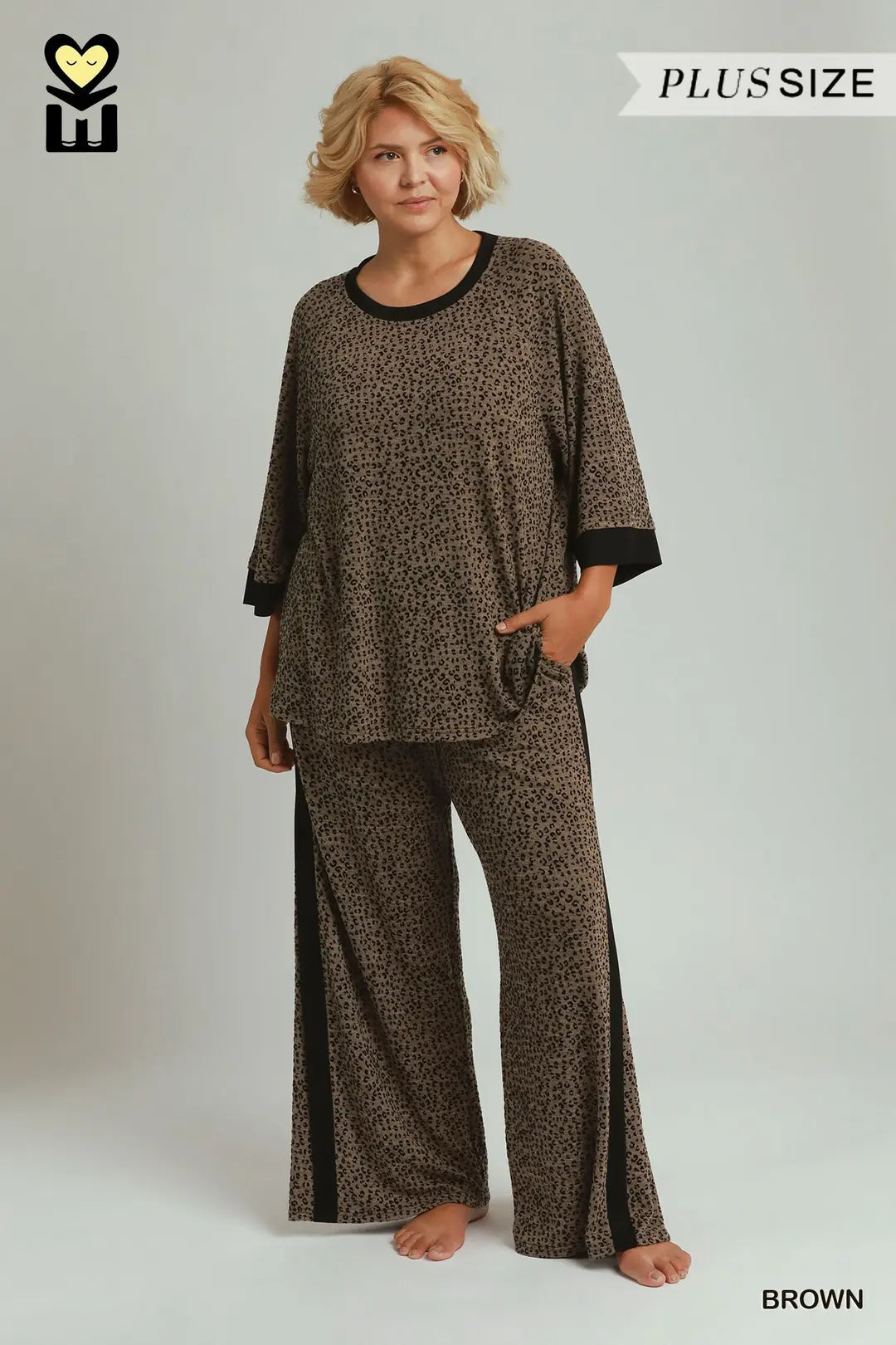 Leopard Velvet Blend 3/4 Raglan Sleeve Set