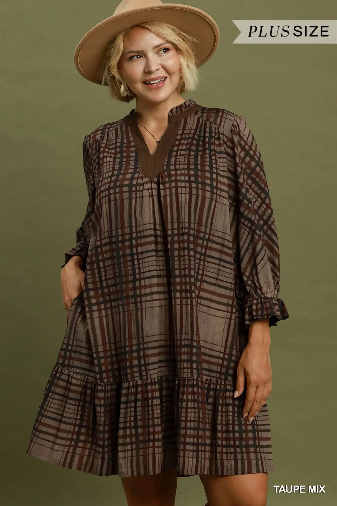 Mix Plaid Print Tiered Babydoll Dress