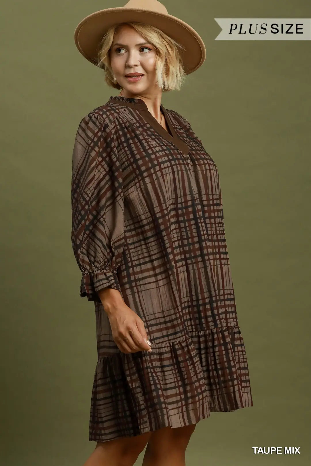 Mix Plaid Print Tiered Babydoll Dress