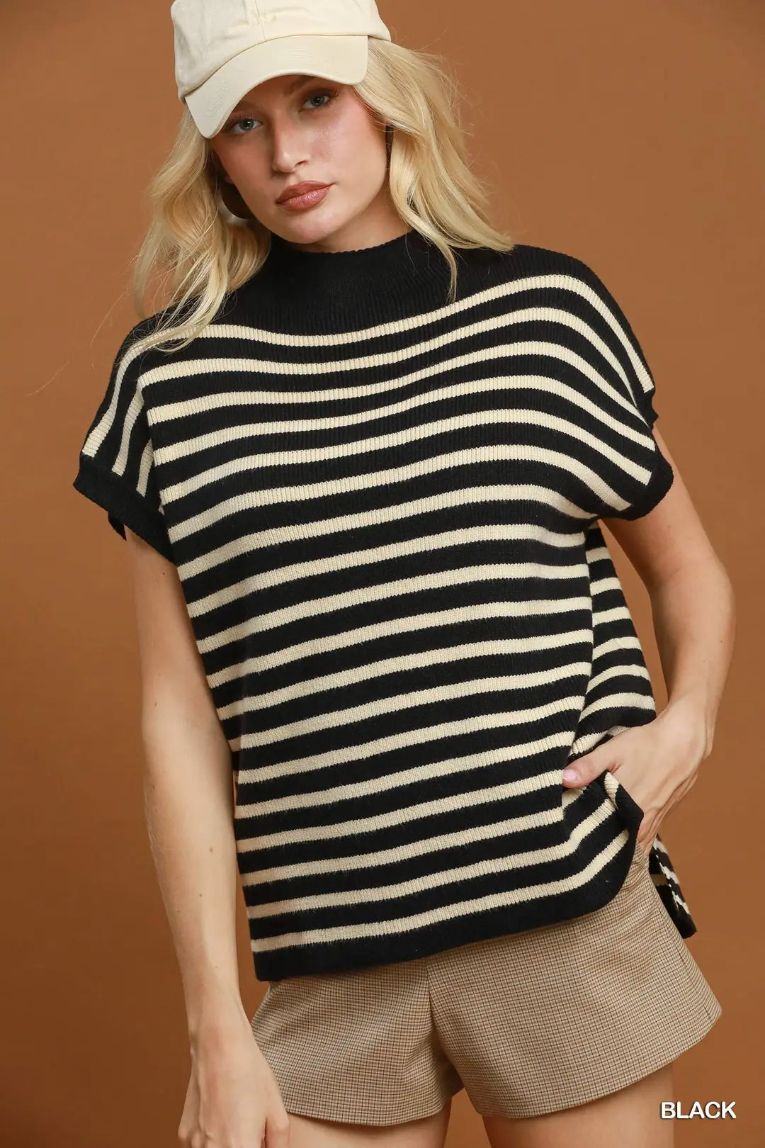 Striped Mock-Neck Sweater