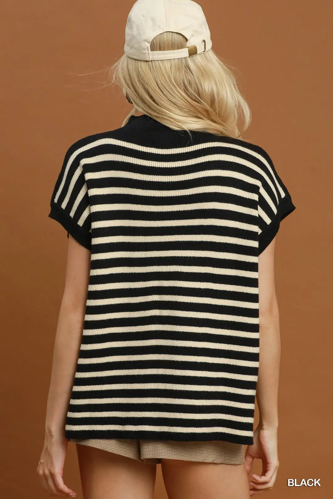 Striped Mock-Neck Sweater
