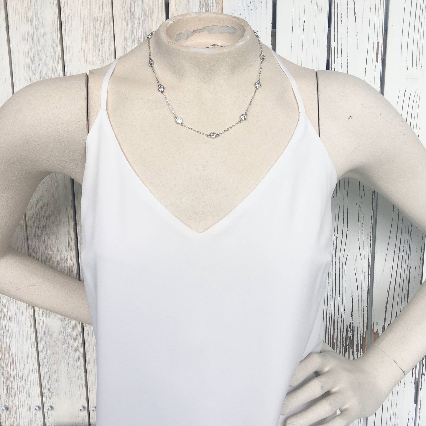 Crystal silver boutique necklace salon bridal jewelry