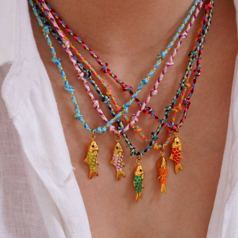18K STAINLESS STEEL CORDED CHARM NECKLACE | 40NK9555