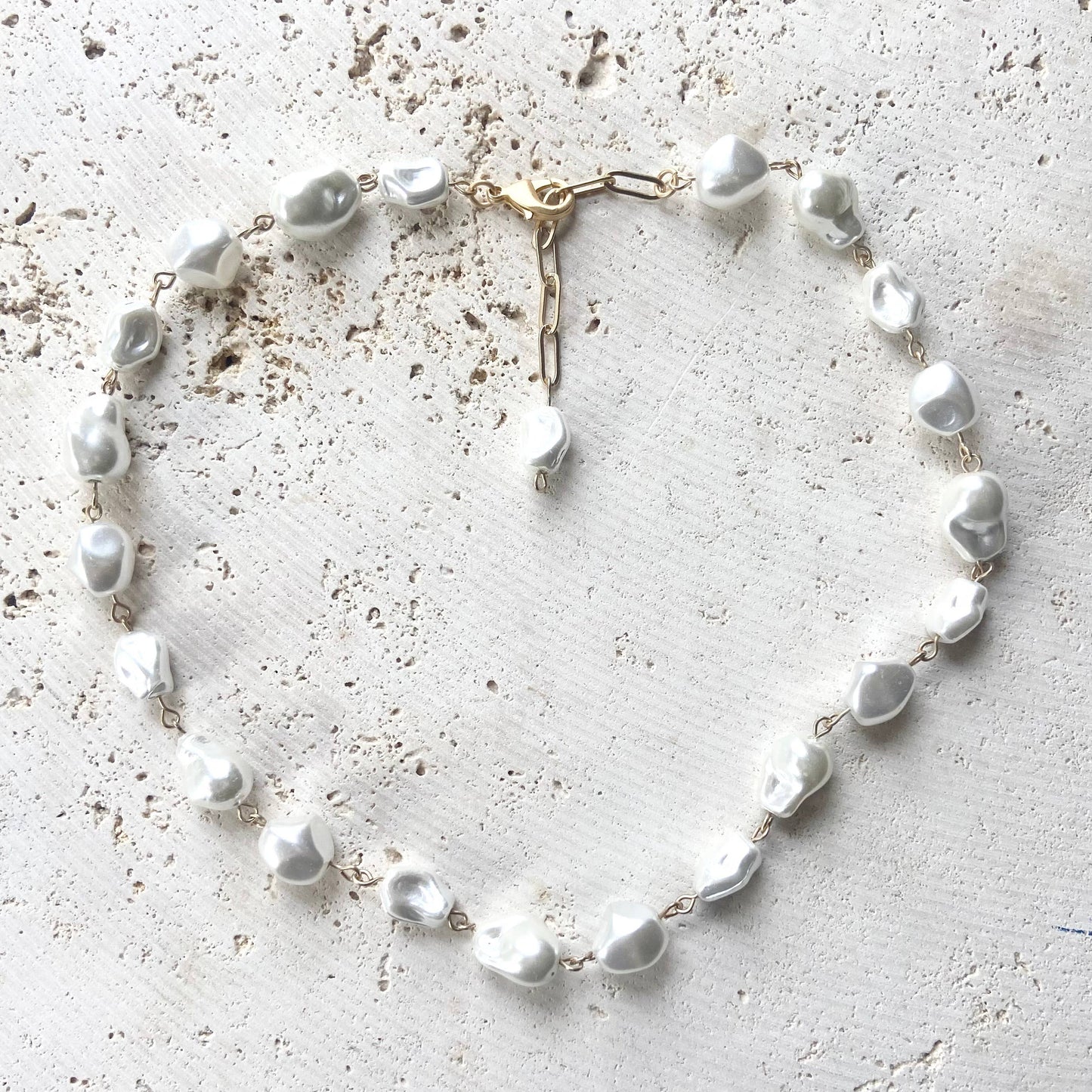 Baroque choker pearl necklace layering statement 