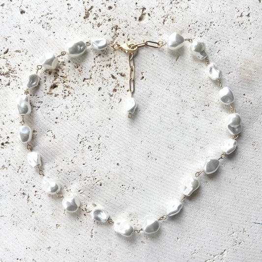 Baroque choker pearl necklace layering statement 