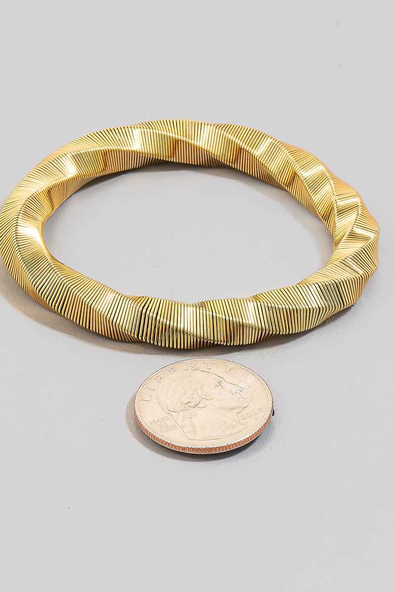 Stainless Steel Twisted Geometric Coiled Bangle Bracelet