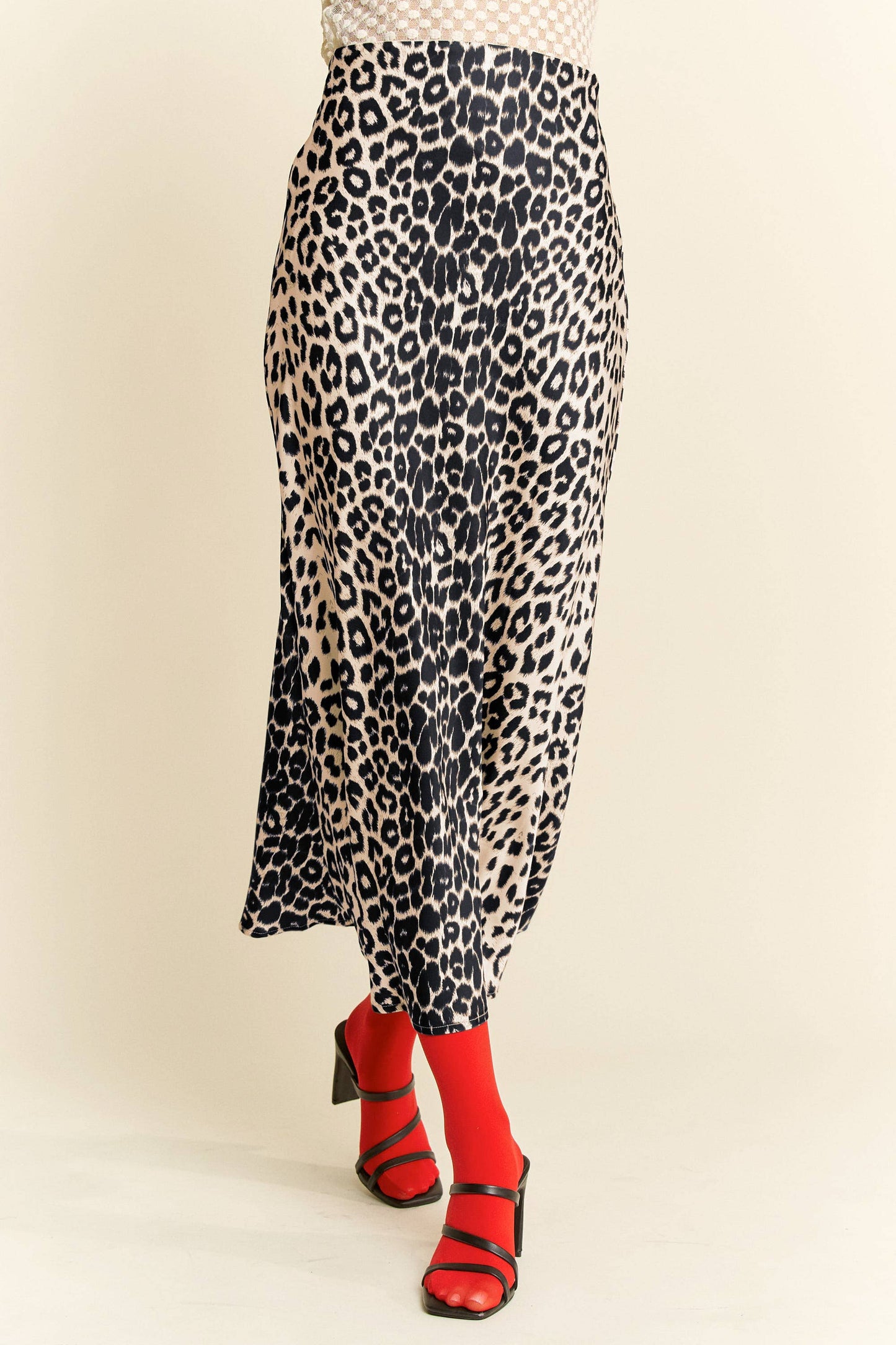 LEOPARD ANIMAL PRINT LONG LENGTH WAIST TIE  SKIRT