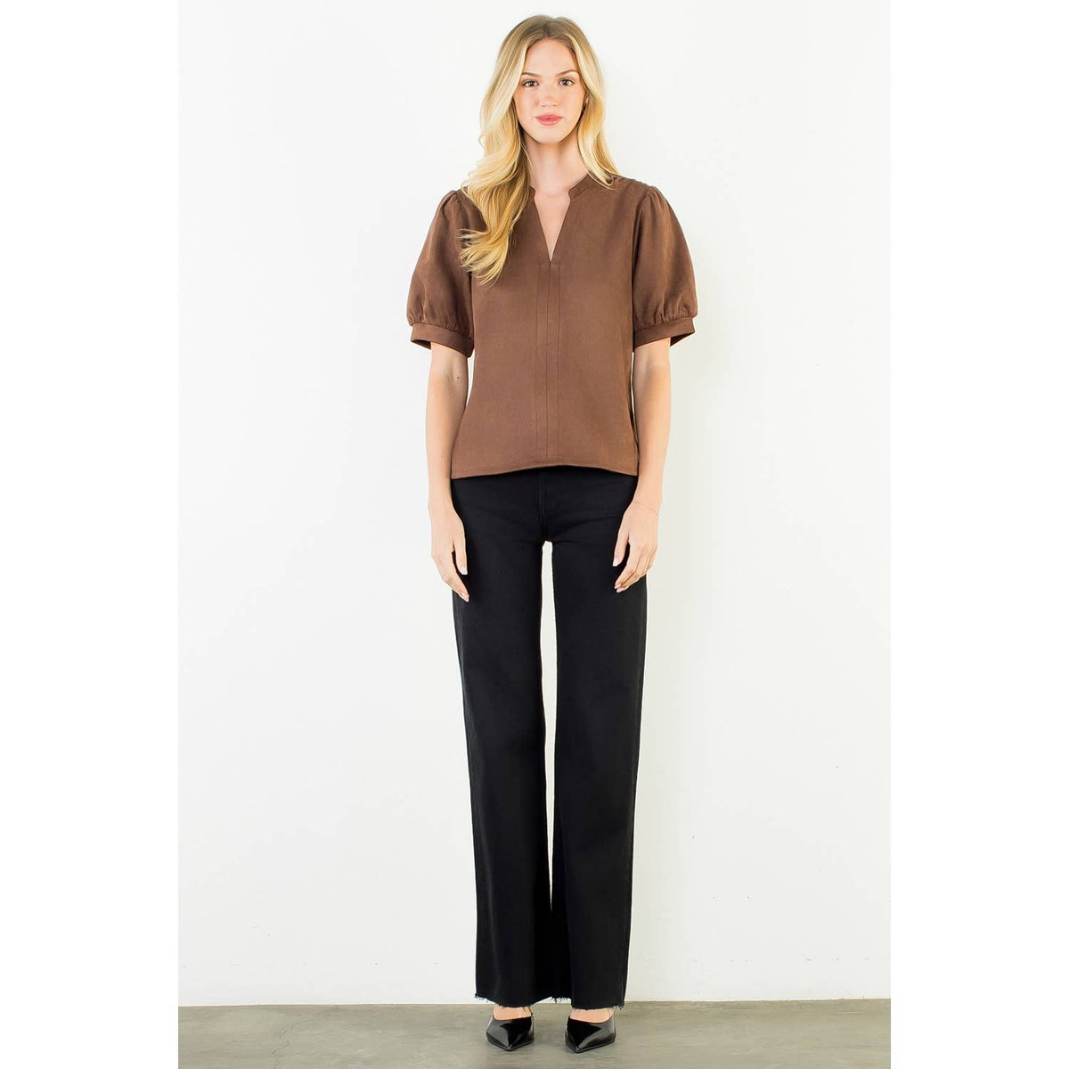 Soft Suede V-Neck Top