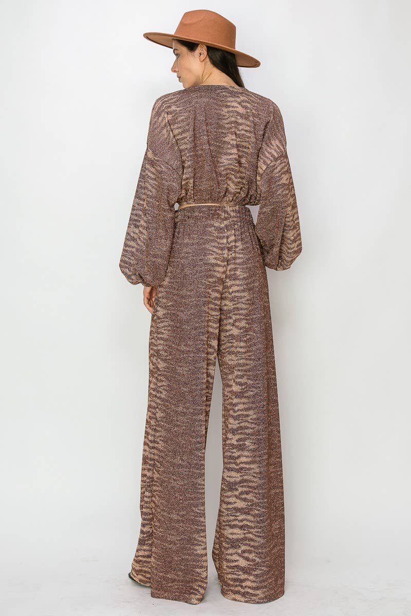 METALLIC PRINTED PALAZZO PANTS 2370