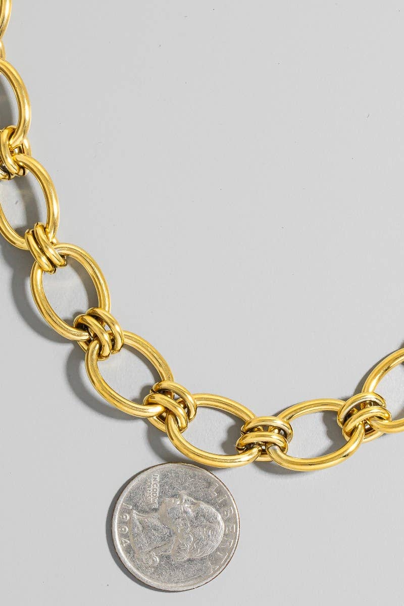 Stainless Steel Mixed Oval Chain Necklace
