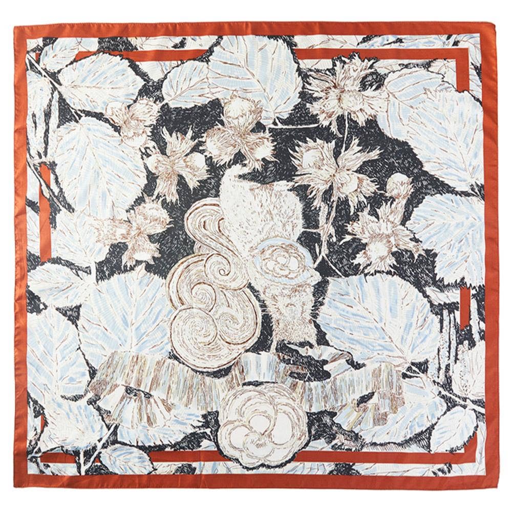 ABSTRACT FLORAL PRINT SILKY BANDANA SQUARE NECK SCARF