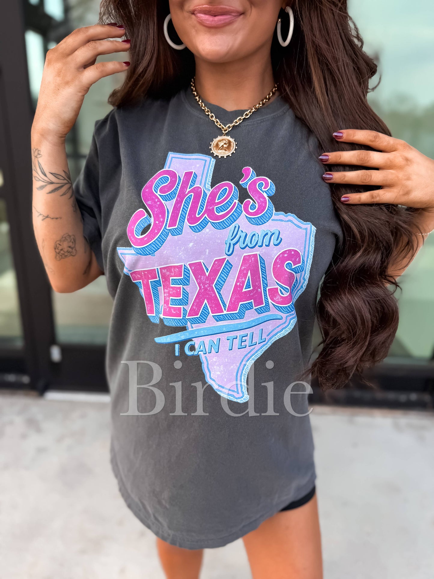 She's From Texas (Pink & Blue) Graphic Tee on Pepper