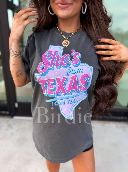 She's From Texas (Pink & Blue) Graphic Tee on Pepper