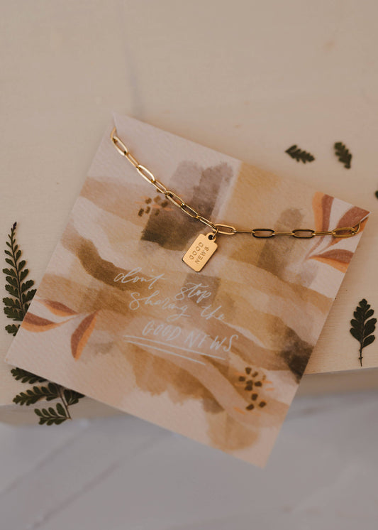 Good News Mini Tag Necklace | Christian Jewelry