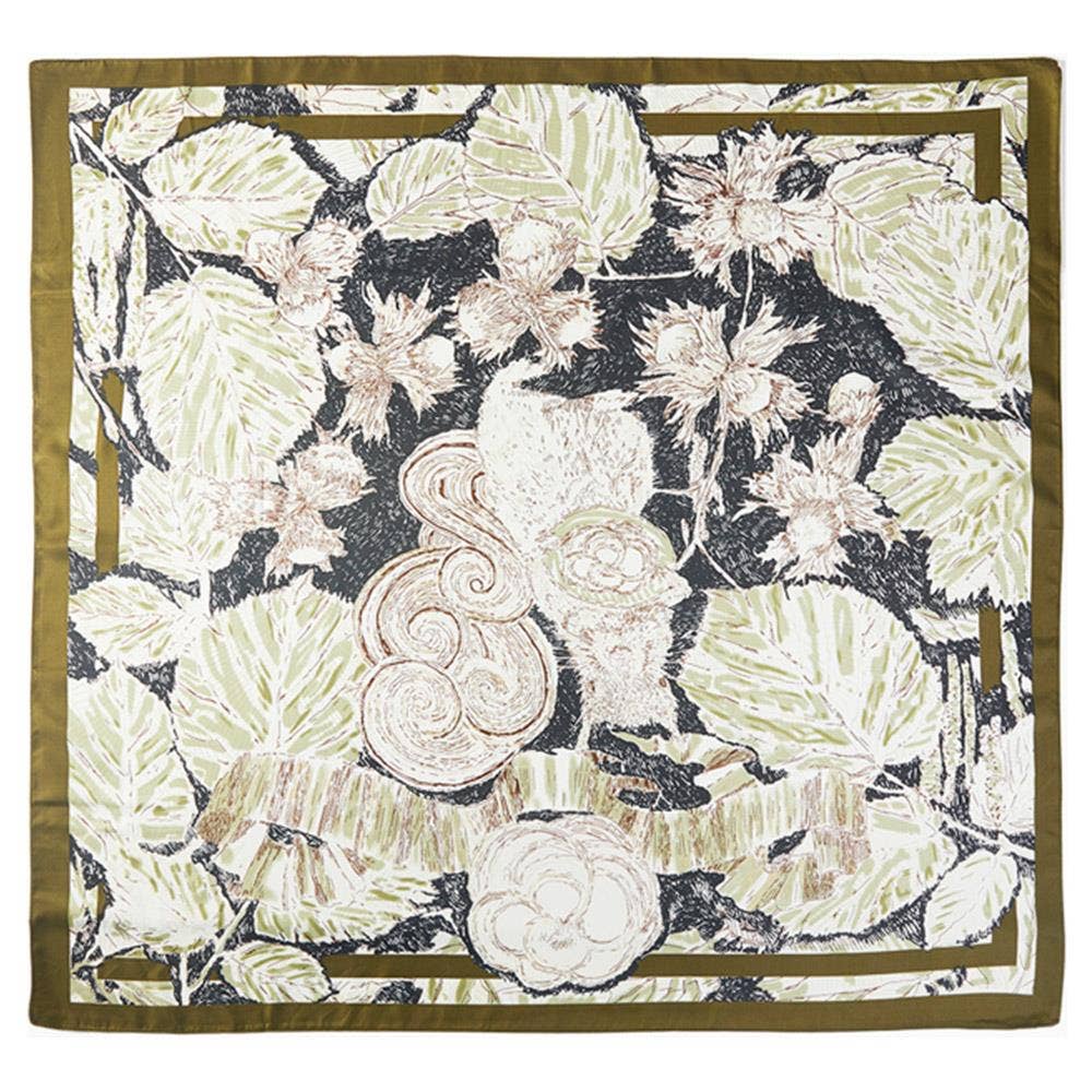 ABSTRACT FLORAL PRINT SILKY BANDANA SQUARE NECK SCARF