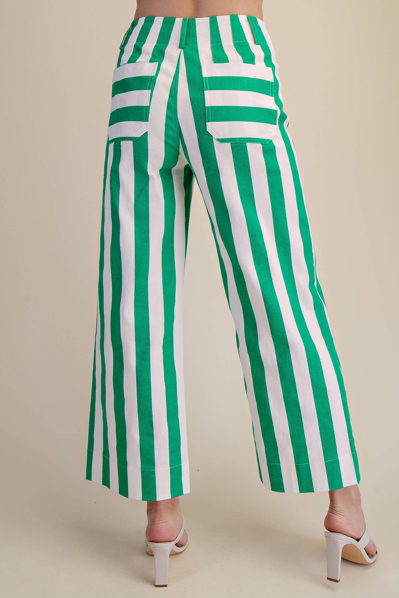 Colette Cropped Wide-Leg Stripe Pants