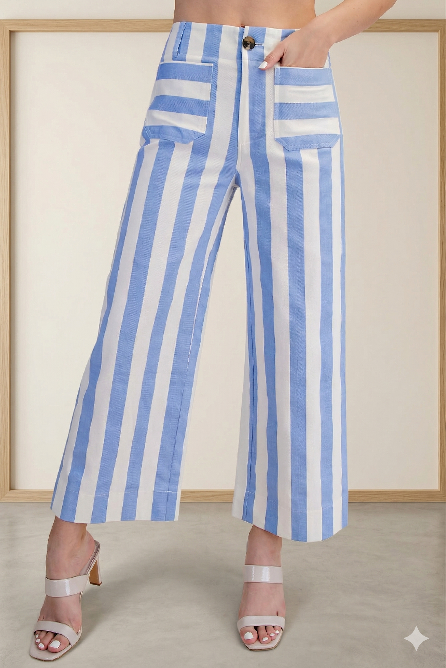 Colette Cropped Wide-Leg Stripe Pants